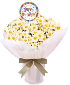 Mini Margaridinhas Brancas Happy Birthday