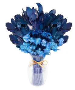 Vaso com Amistosas Flores Secas Azuis